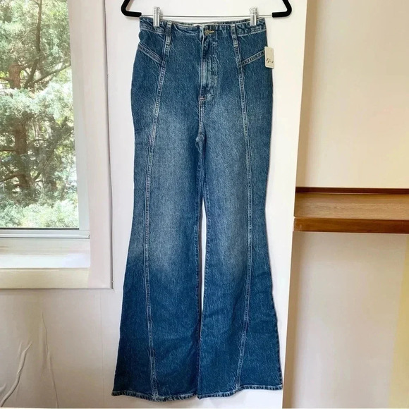 NWT Free People Florence Flare Jeans High Rise Stretch Dark Wash Indigo Blue 31 - Picture 5 of 9